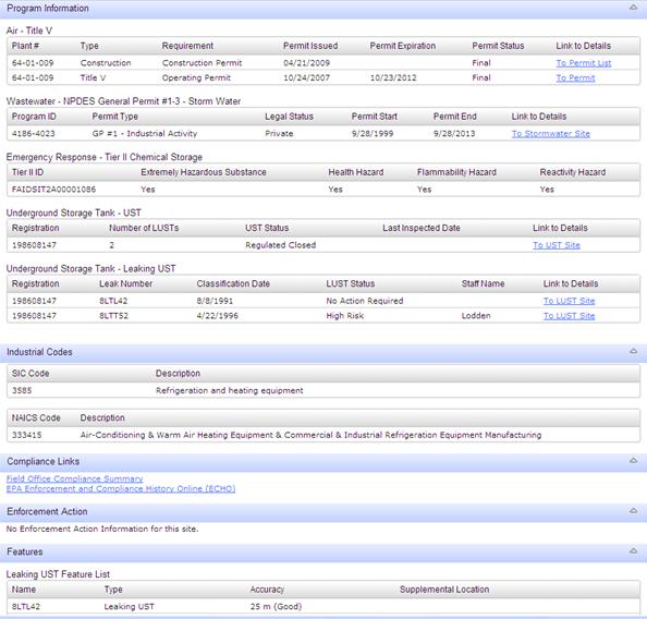 Each program has a row of summary of information Some have hyperlinks